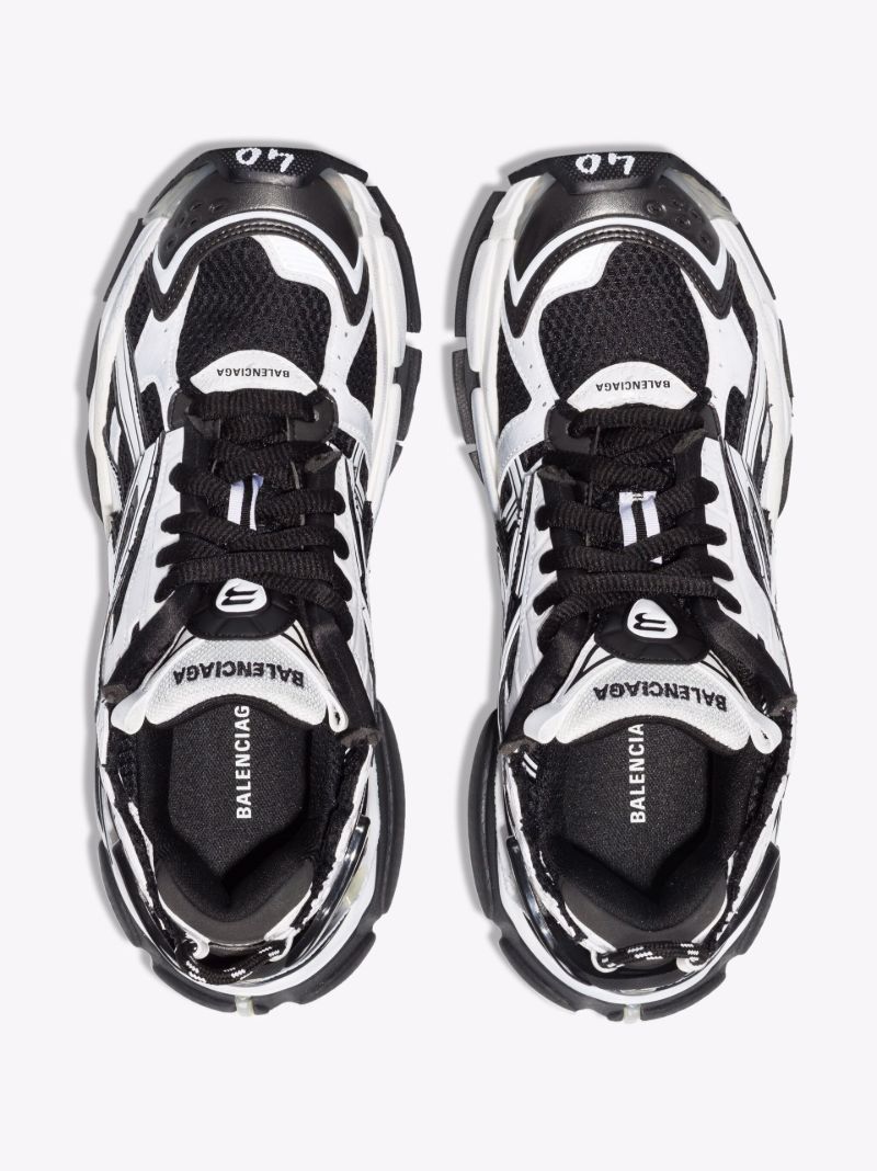 White and Black Runner Low Top Sneakers