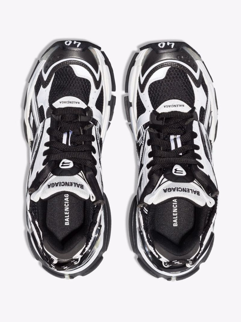 White and Black Runner Low Top Sneakers