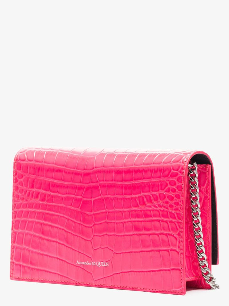 Pink Skull Mock Croc Leather Mini Bag