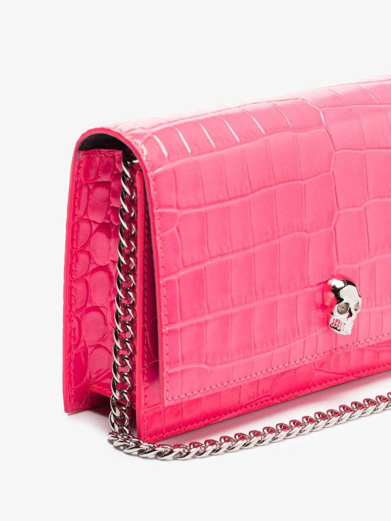 Pink Skull Mock Croc Leather Mini Bag