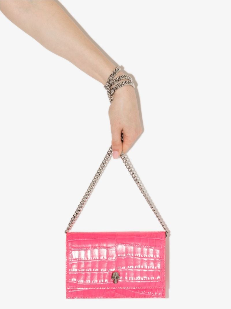 Pink Skull Mock Croc Leather Mini Bag