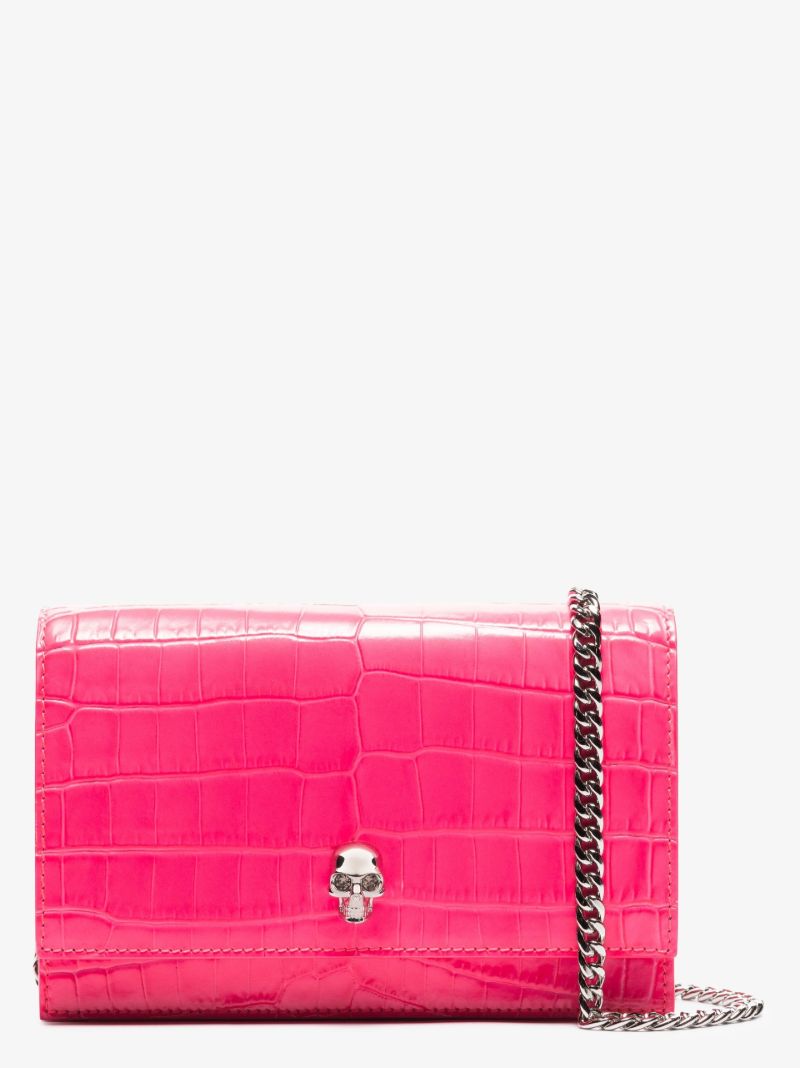 Pink Skull Mock Croc Leather Mini Bag