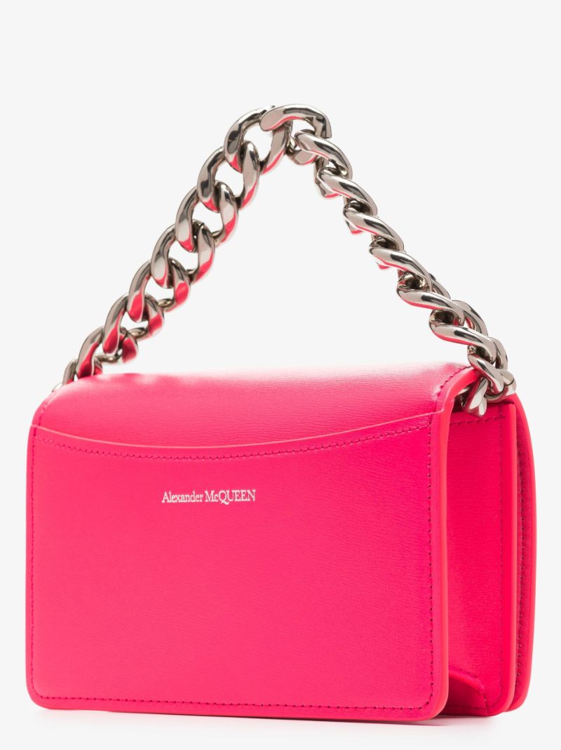 Pink Four Ring Mini Leather Shoulder Bag