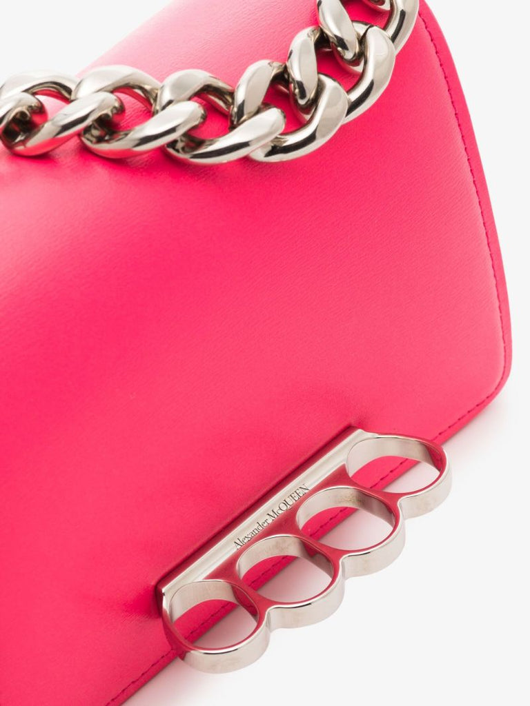 Pink Four Ring Mini Leather Shoulder Bag