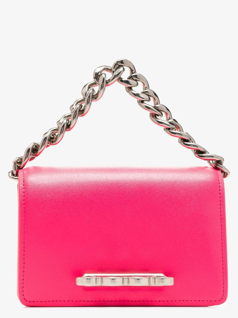 Pink Four Ring Mini Leather Shoulder Bag
