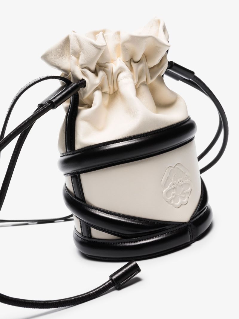 White the Soft Curve Leather Shoulder Bag