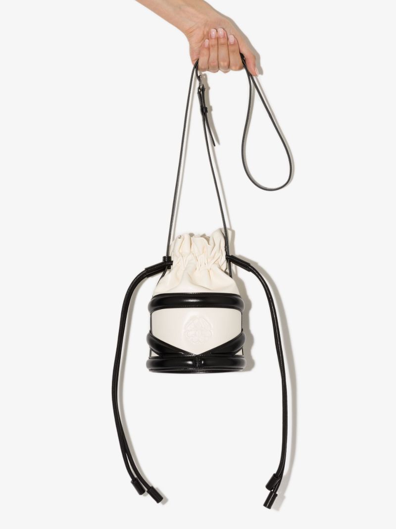White the Soft Curve Leather Shoulder Bag