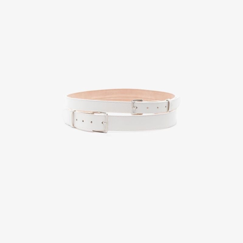 White Leather Waist Belt
