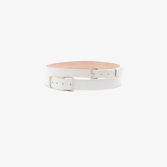 White Leather Waist Belt
