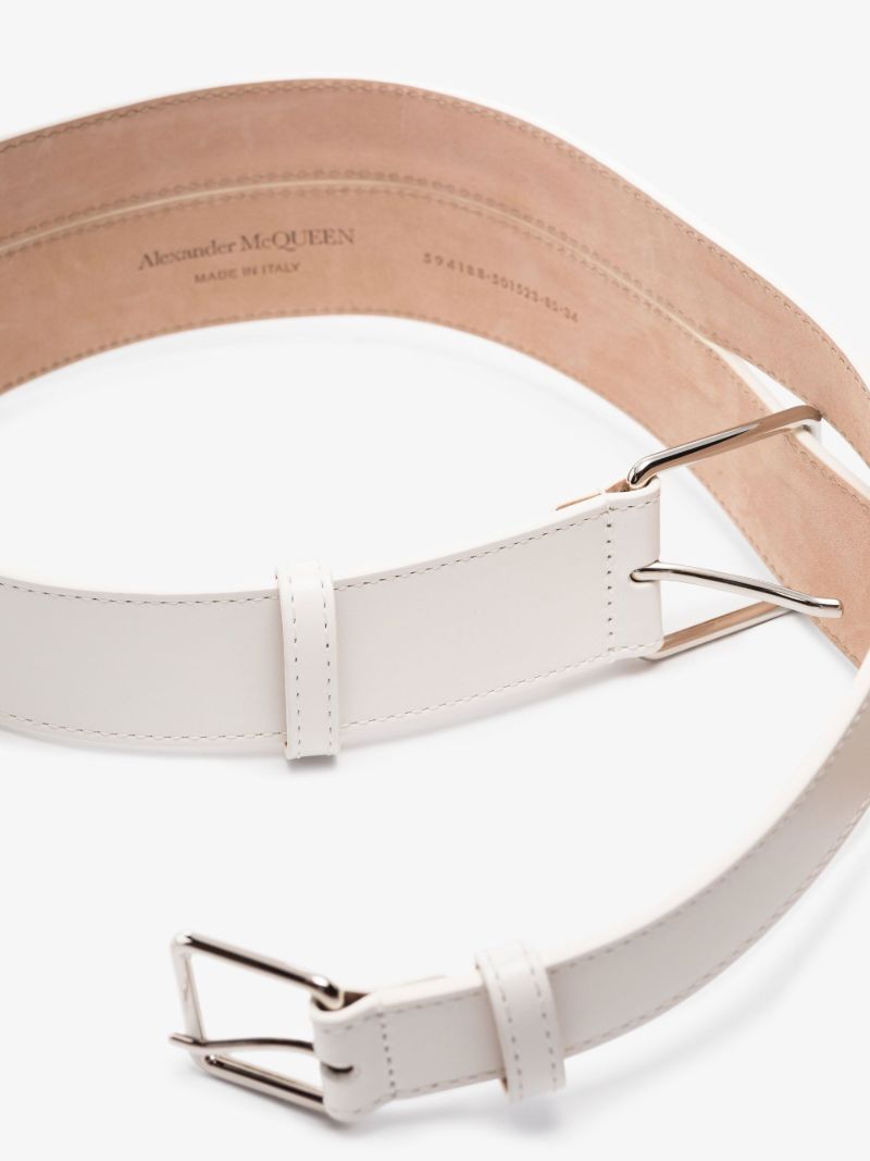 White Leather Waist Belt
