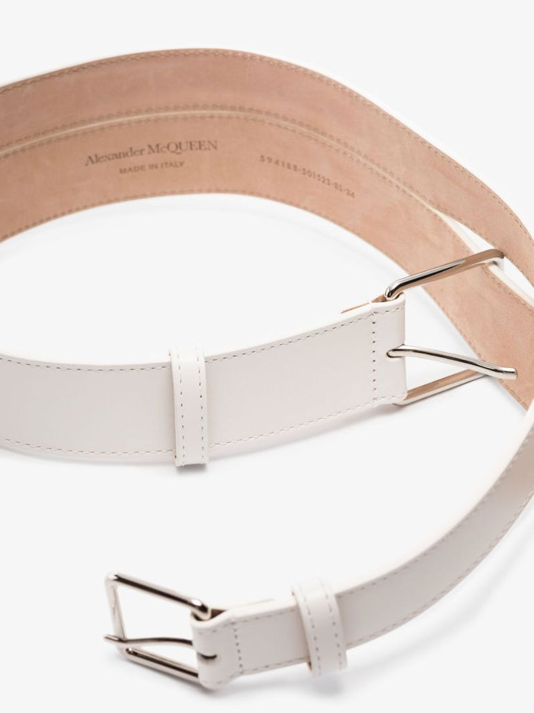 White Leather Waist Belt