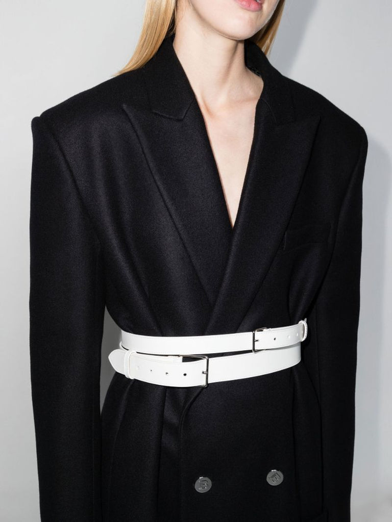 White Leather Waist Belt