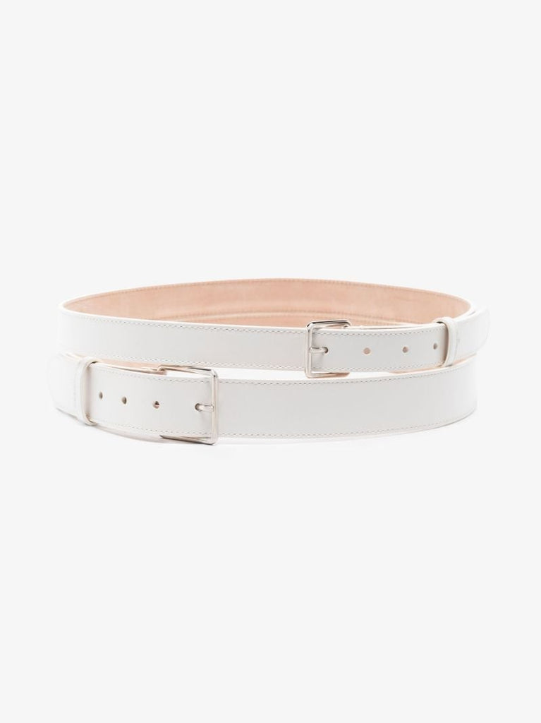 White Leather Waist Belt