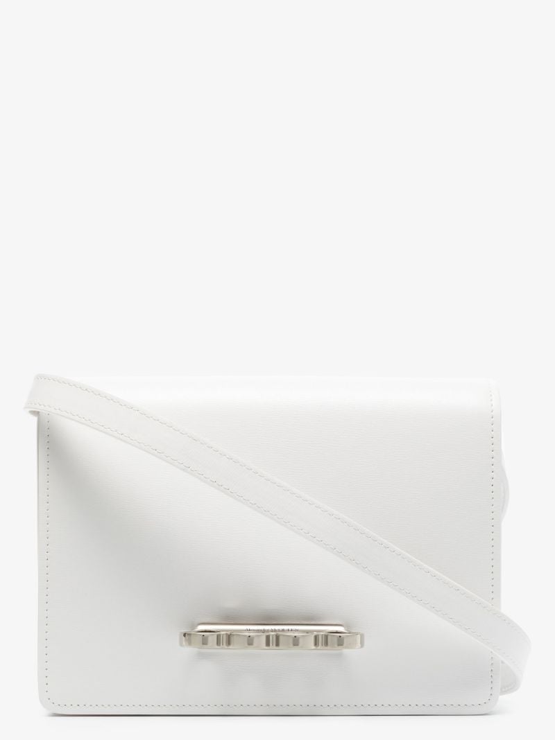 White Four Ring Leather Shoulder Bag