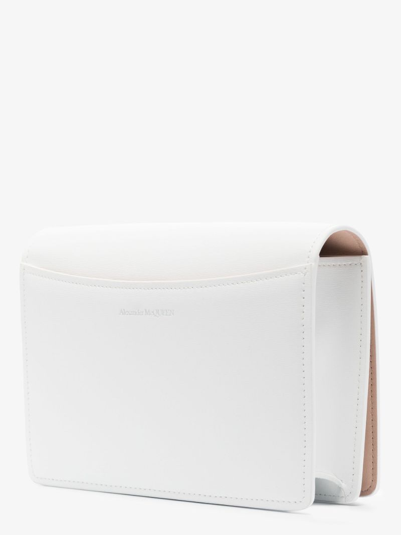 White Four Ring Leather Shoulder Bag