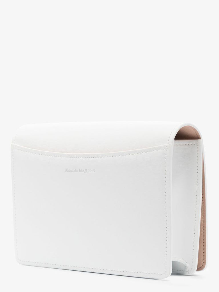 White Four Ring Leather Shoulder Bag