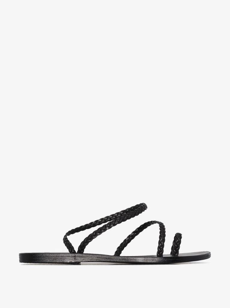 Black Eleftheria Braided Leather Sandals