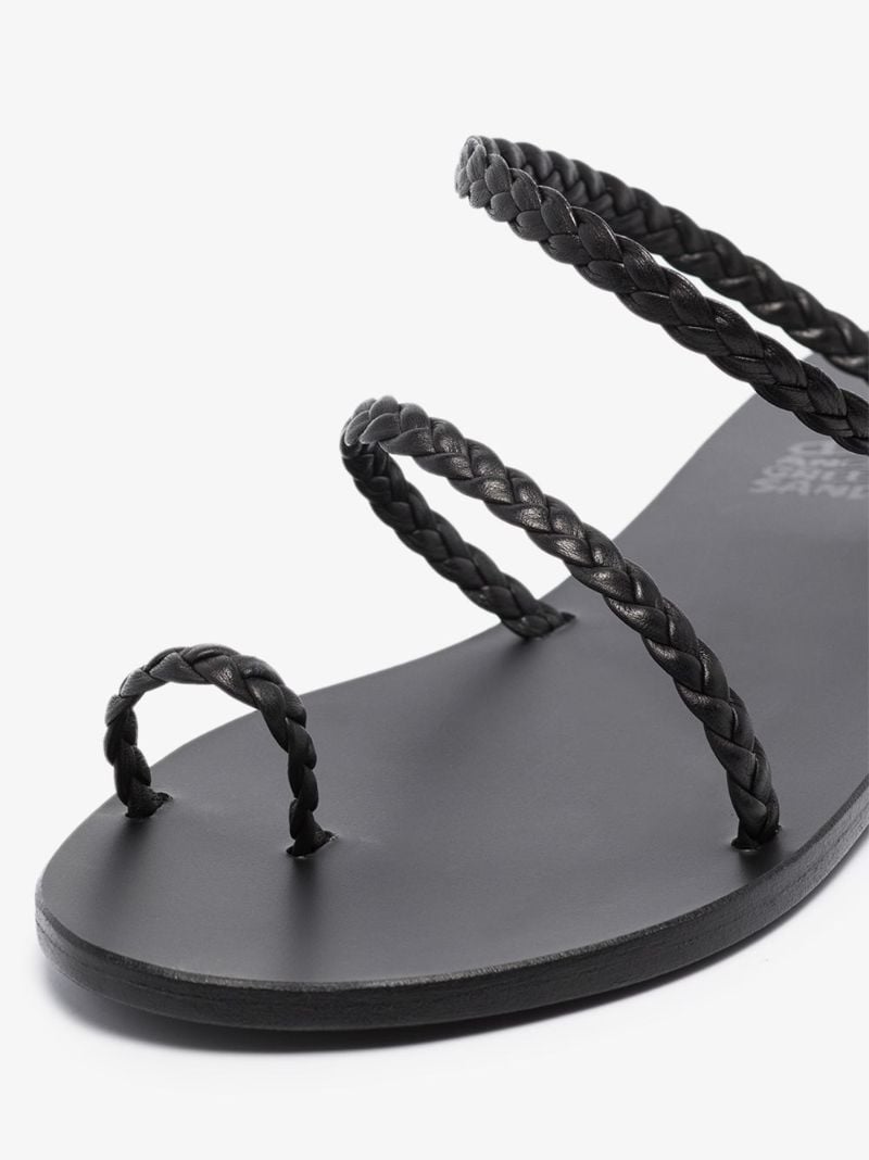 Black Eleftheria Braided Leather Sandals