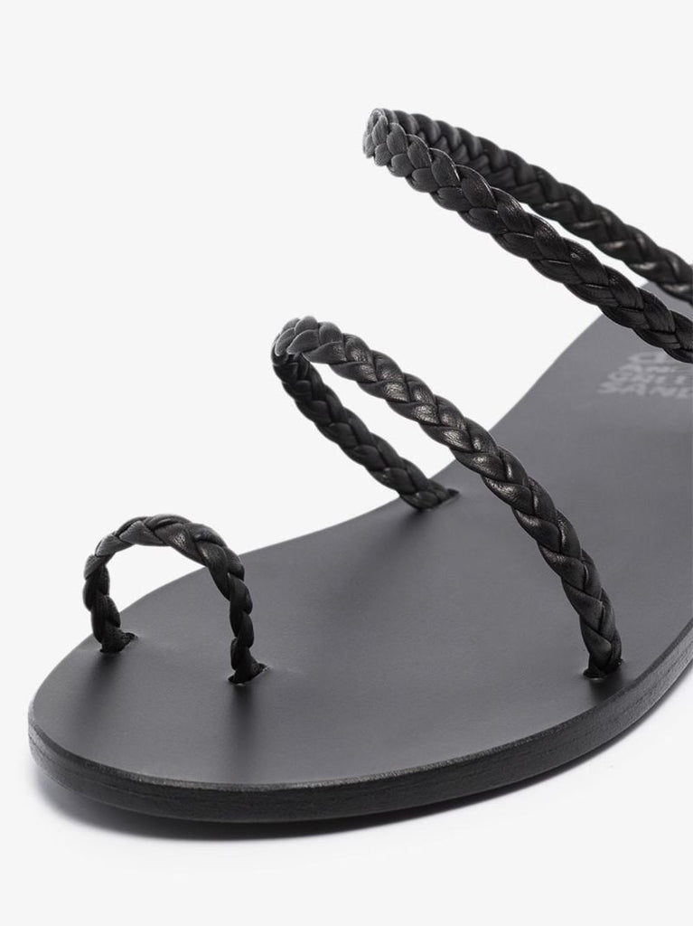 Black Eleftheria Braided Leather Sandals