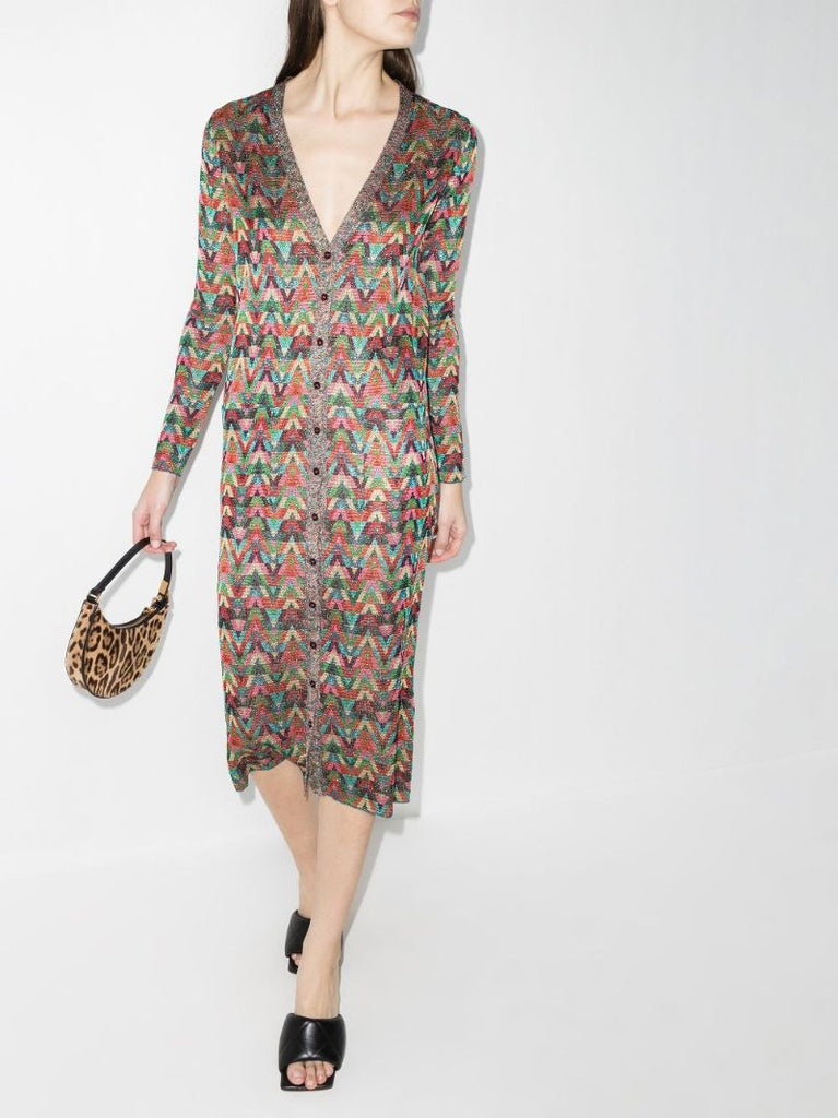 Optical Valentino Archive 1973 Jacquard Midi Dress