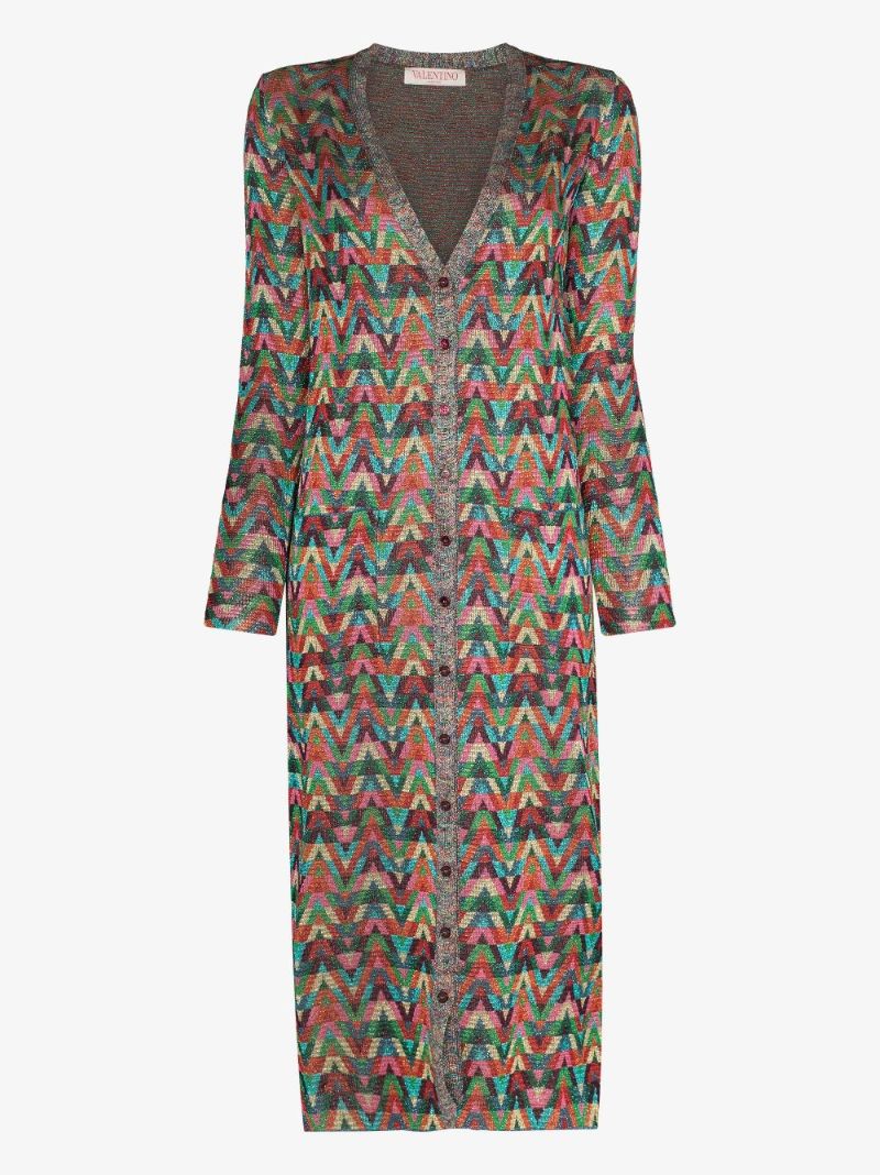 Optical Valentino Archive 1973 Jacquard Midi Dress