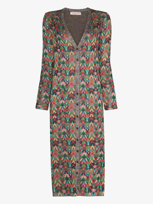 Optical Valentino Archive 1973 Jacquard Midi Dress