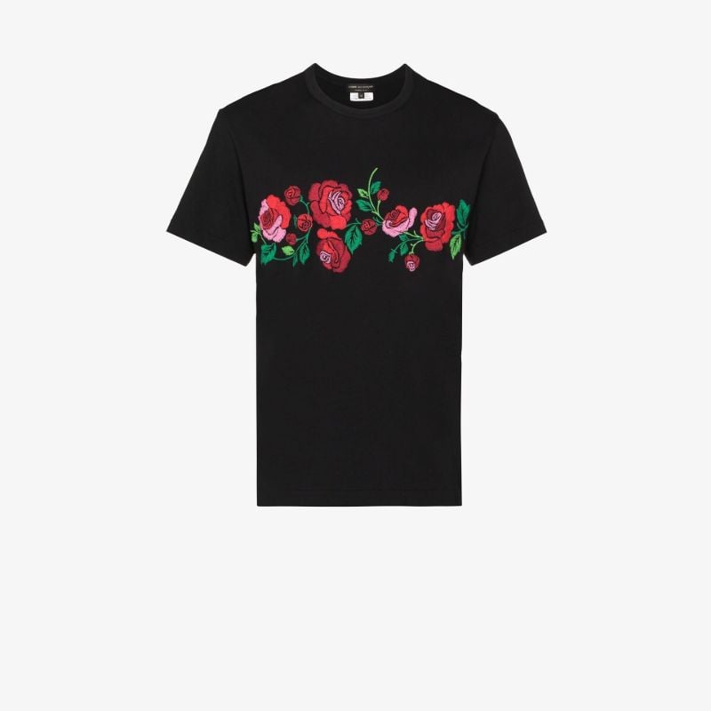 Floral Embroidered Cotton T-shirt