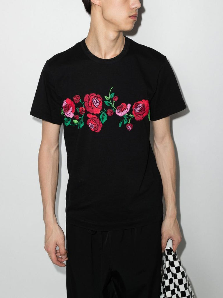 Floral Embroidered Cotton T-shirt
