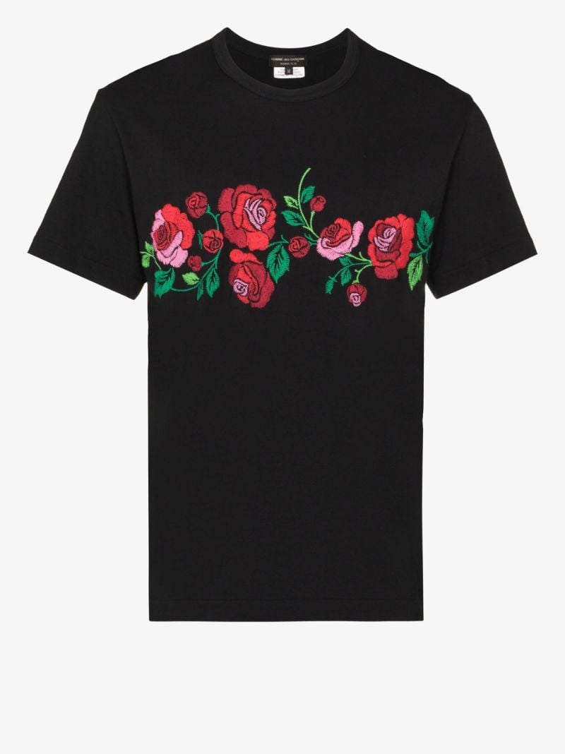 Floral Embroidered Cotton T-shirt