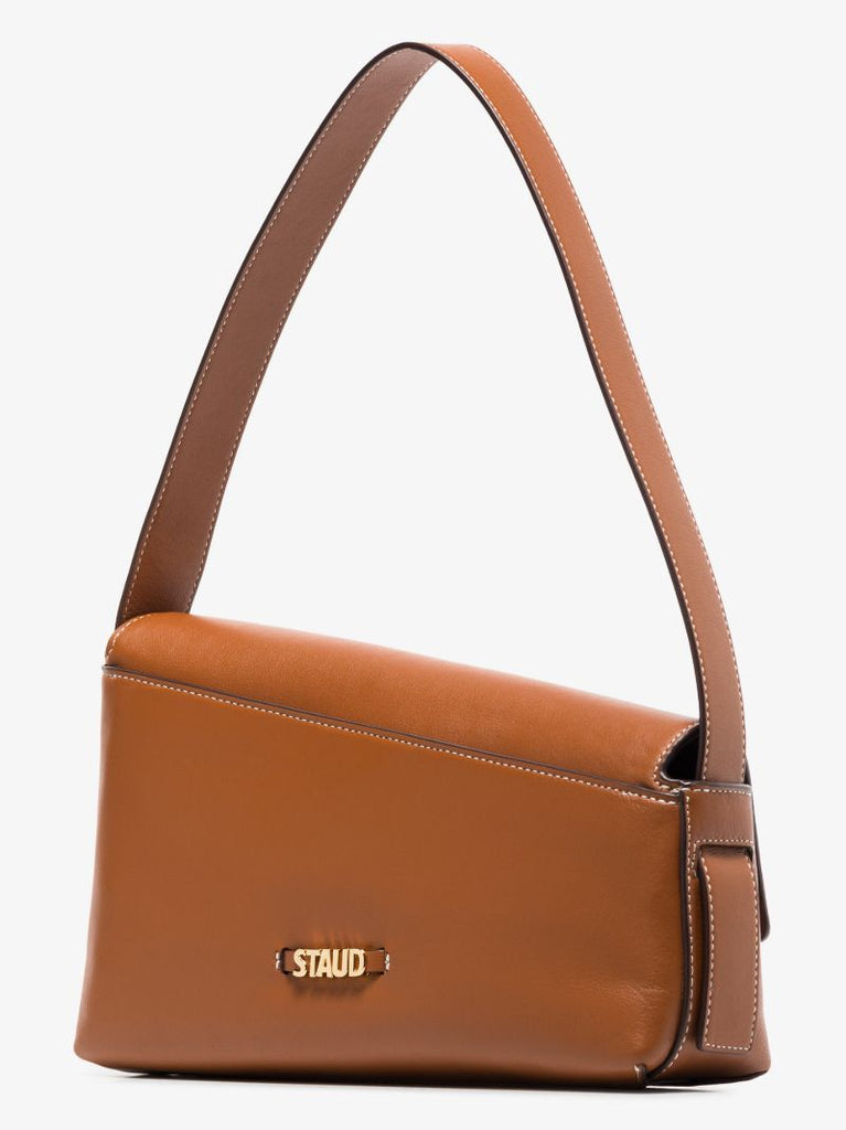 Brown Acute Leather Shoulder Bag