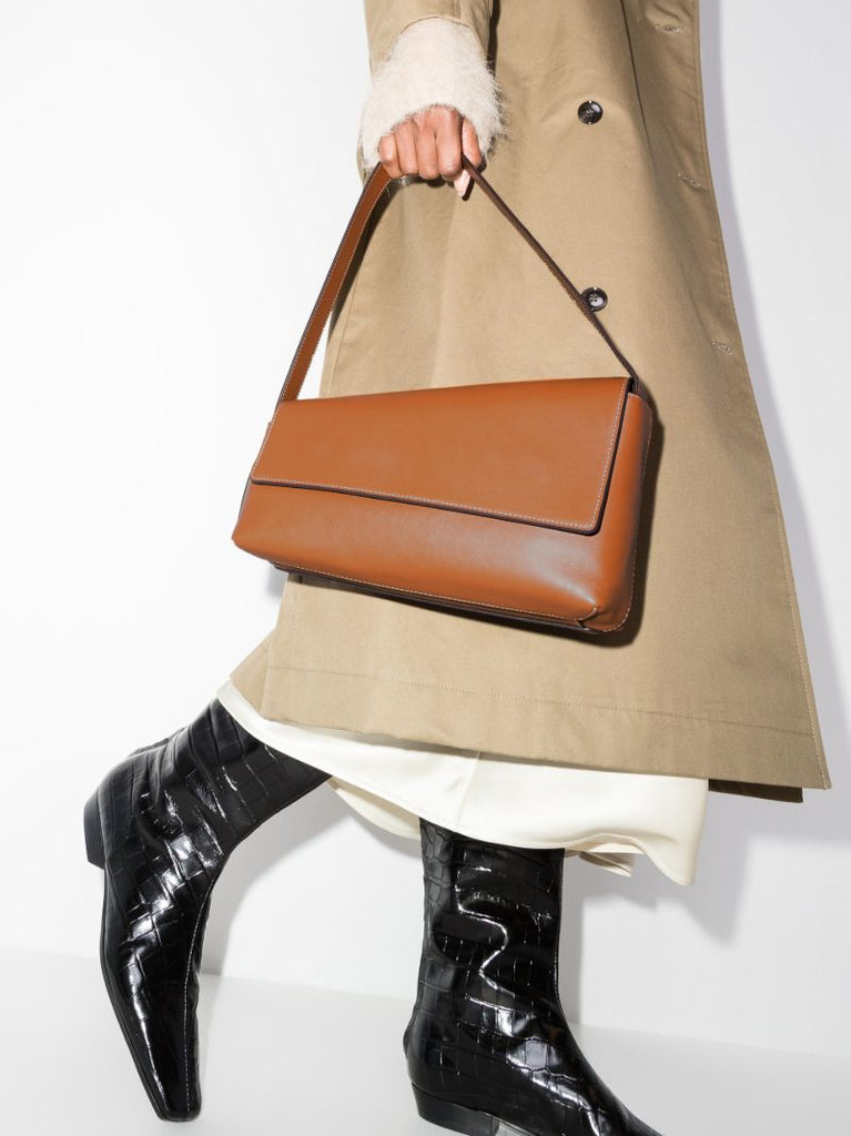 Brown Acute Leather Shoulder Bag