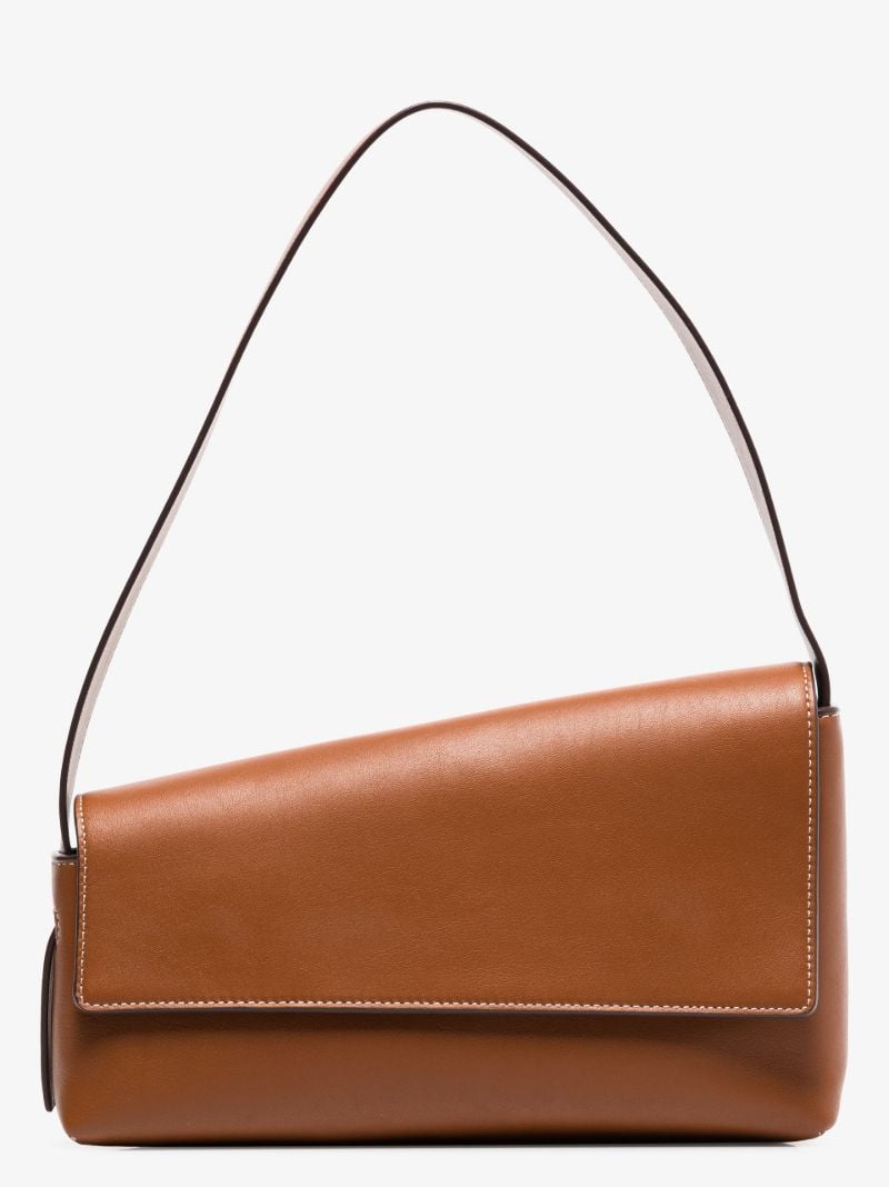 Brown Acute Leather Shoulder Bag