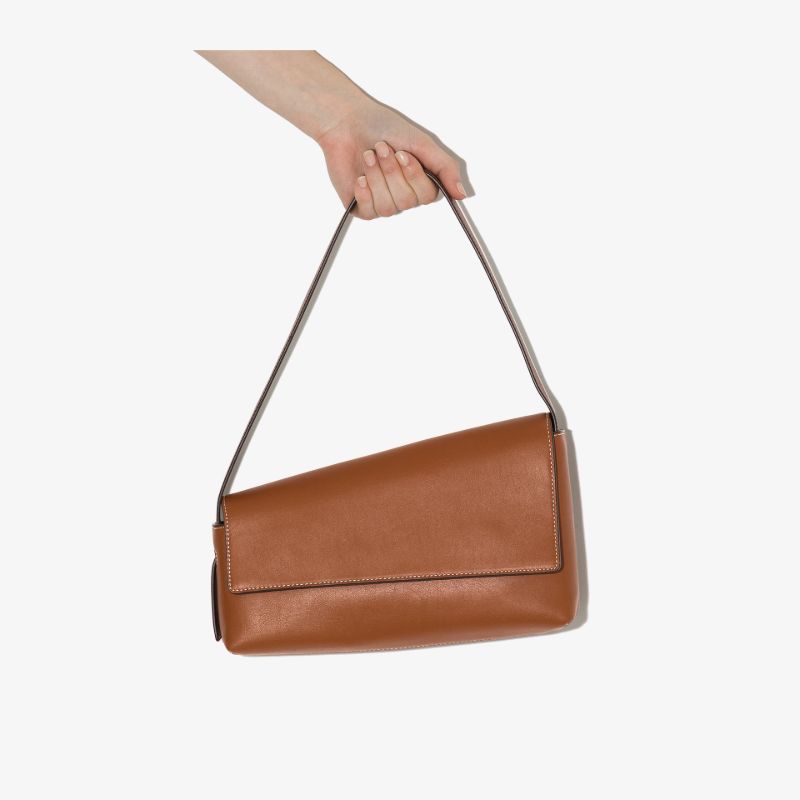 Brown Acute Leather Shoulder Bag