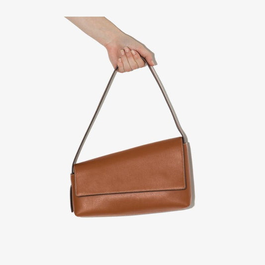 Brown Acute Leather Shoulder Bag