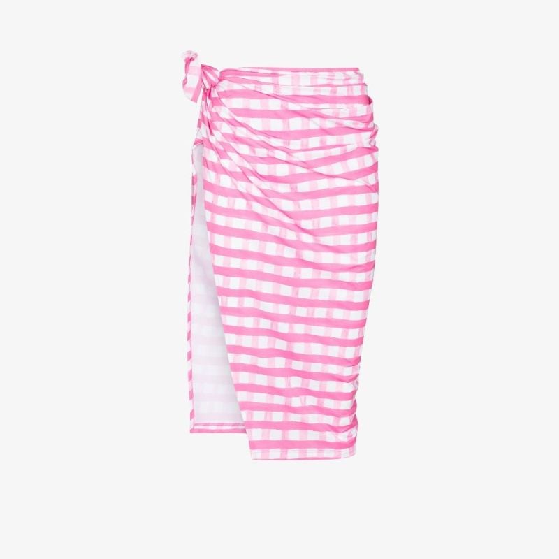 La Jupe Nodi Gingham Wrap Midi Skirt