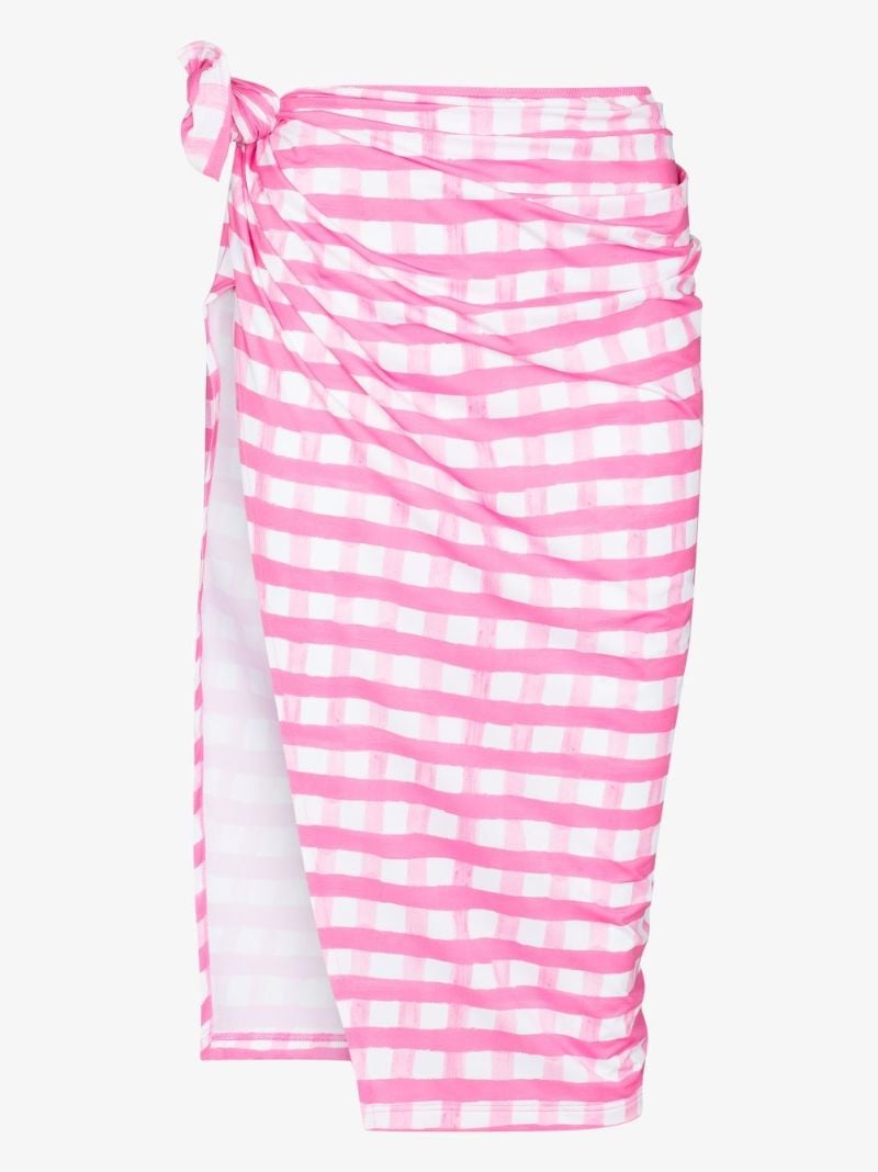 La Jupe Nodi Gingham Wrap Midi Skirt