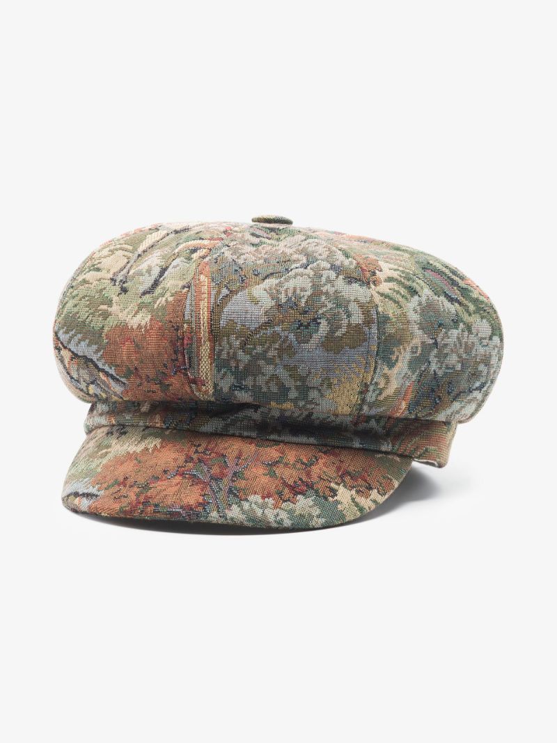 Multicoloured Tapestry Baker Boy Hat