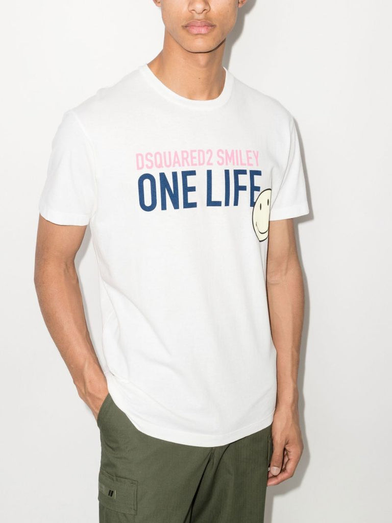 Smiley Cool Logo Print Cotton T-shirt