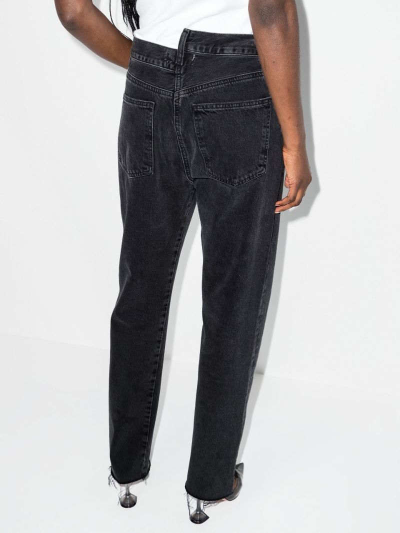 Black Criss Cross Straight Leg Denim Jeans