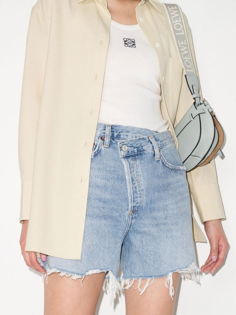 Criss-cross Cotton Denim Shorts
