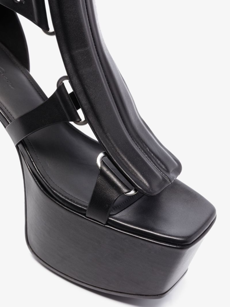 Black Spartan Leather Platform Sandals