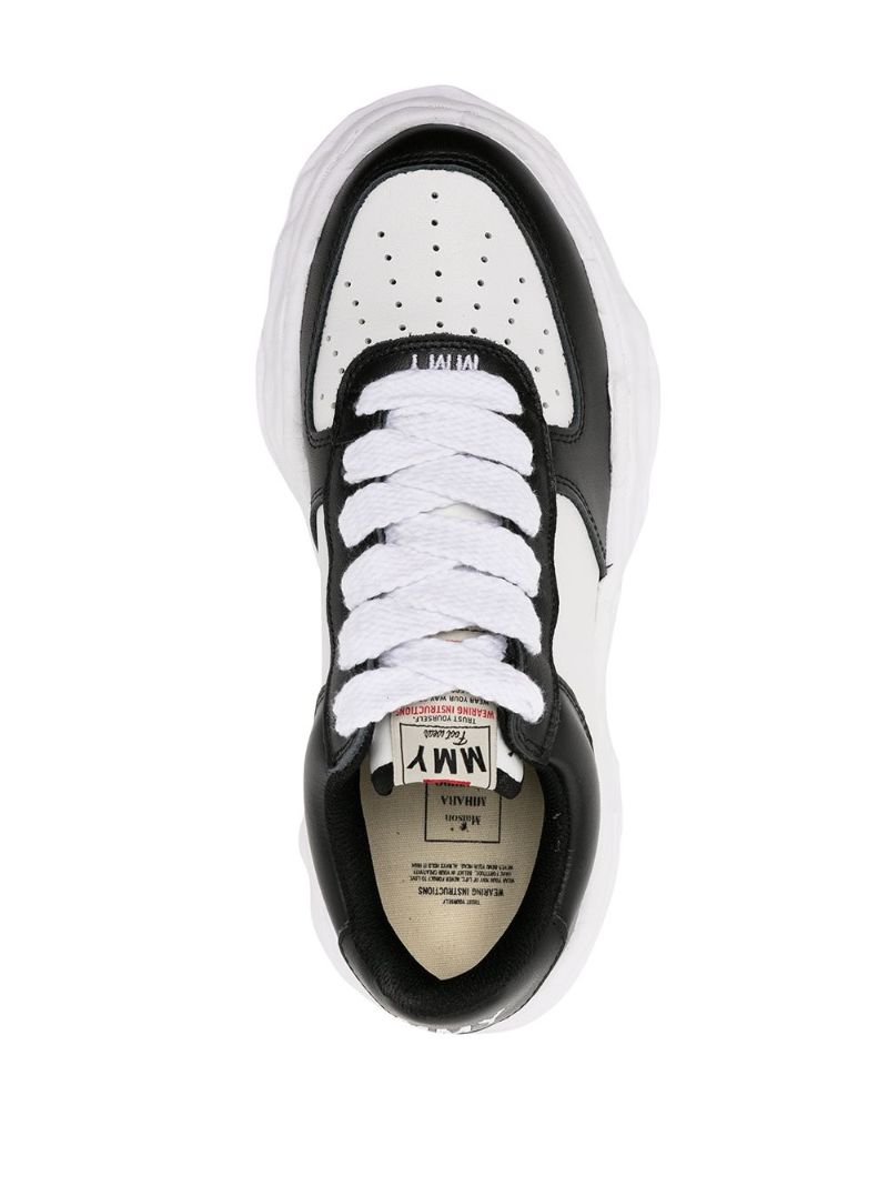 Black Wayne Low Top Leather Sneakers