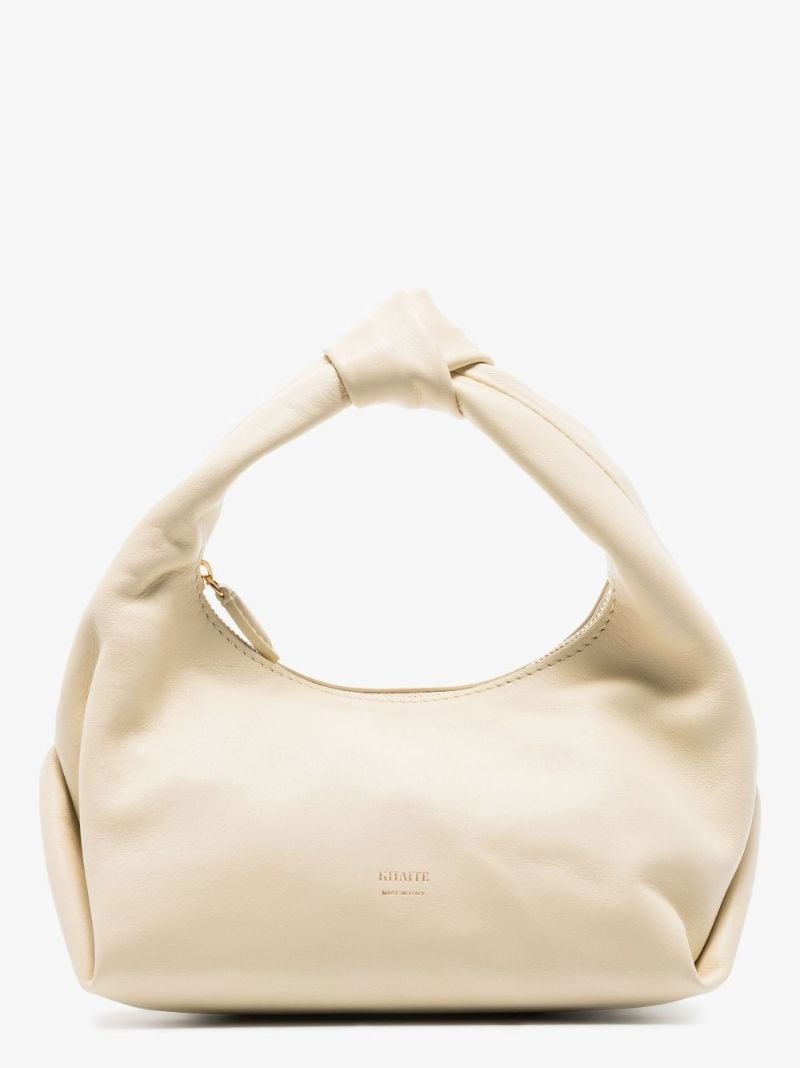 Neutral Beatrice Large Leather Hobo Shoulder Bag