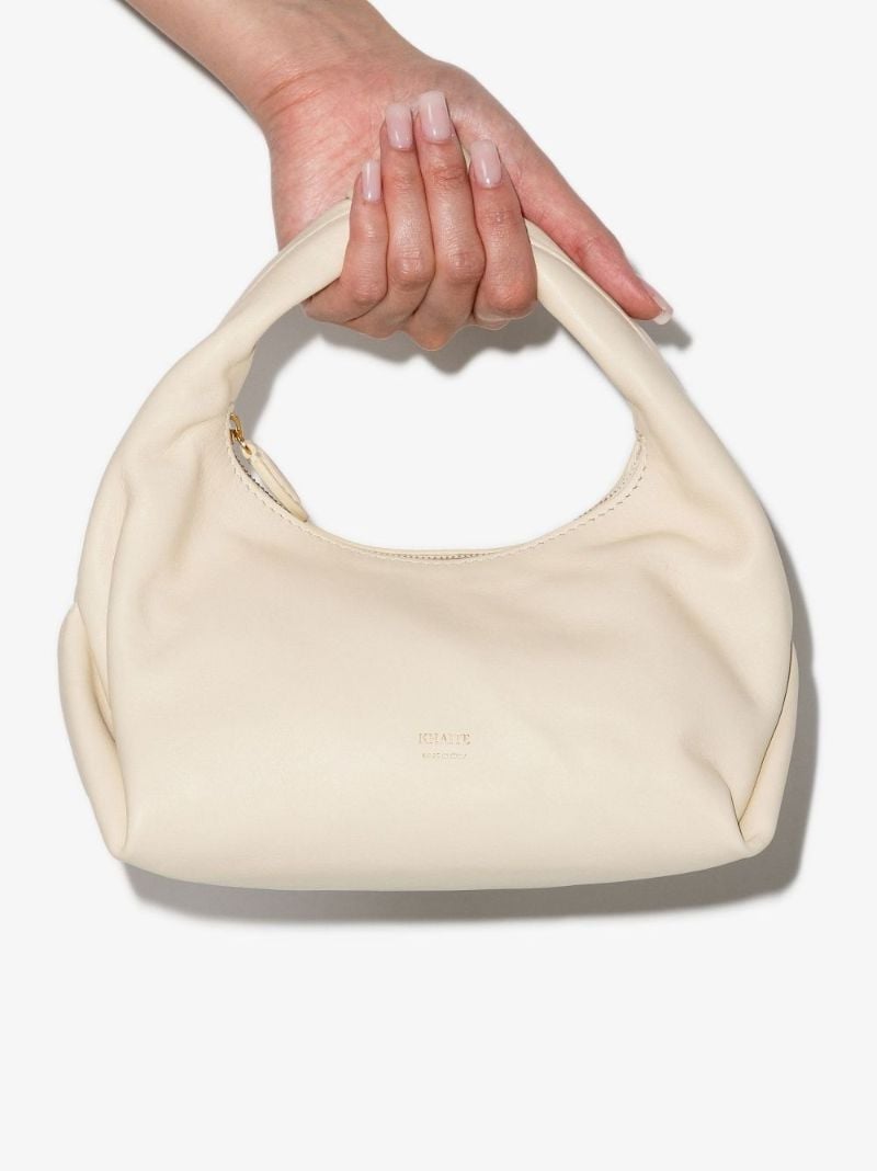 Neutral Beatrice Large Leather Hobo Shoulder Bag