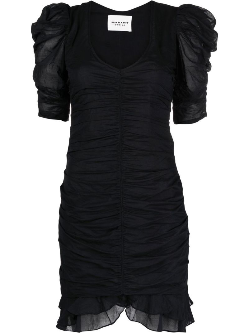 Black Gathered Mini Dress