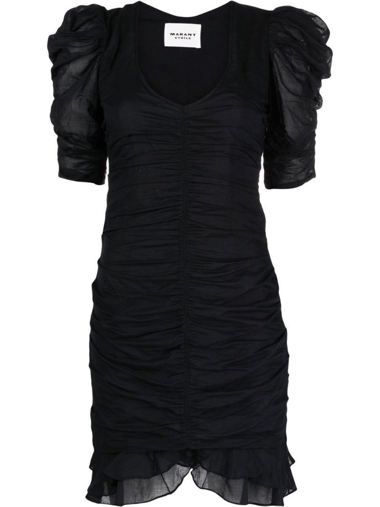 Black Gathered Mini Dress