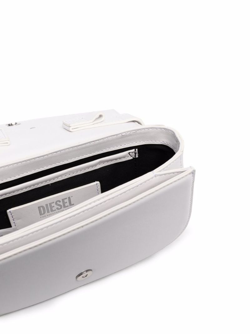 White Logo Plaque Leather Shoulder Bag