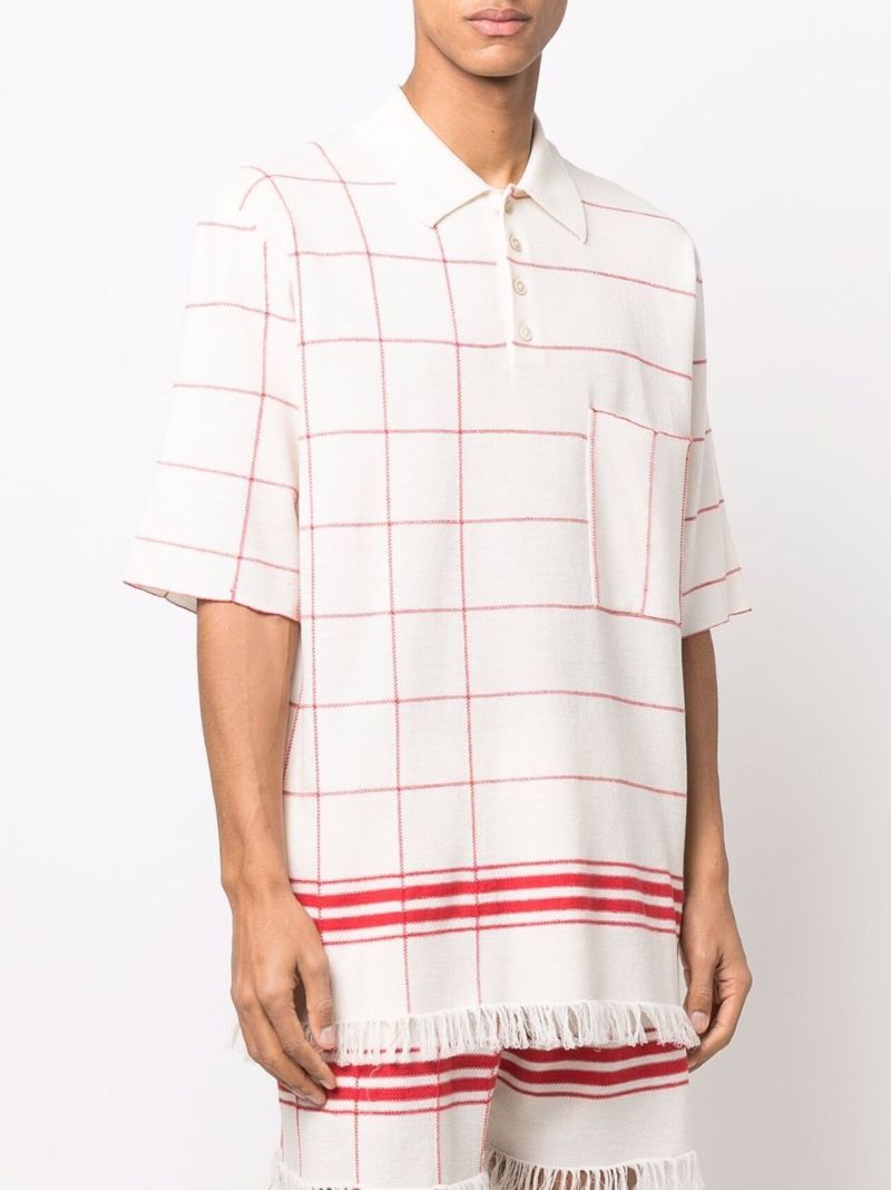 Fringed Checked Polo Shirt