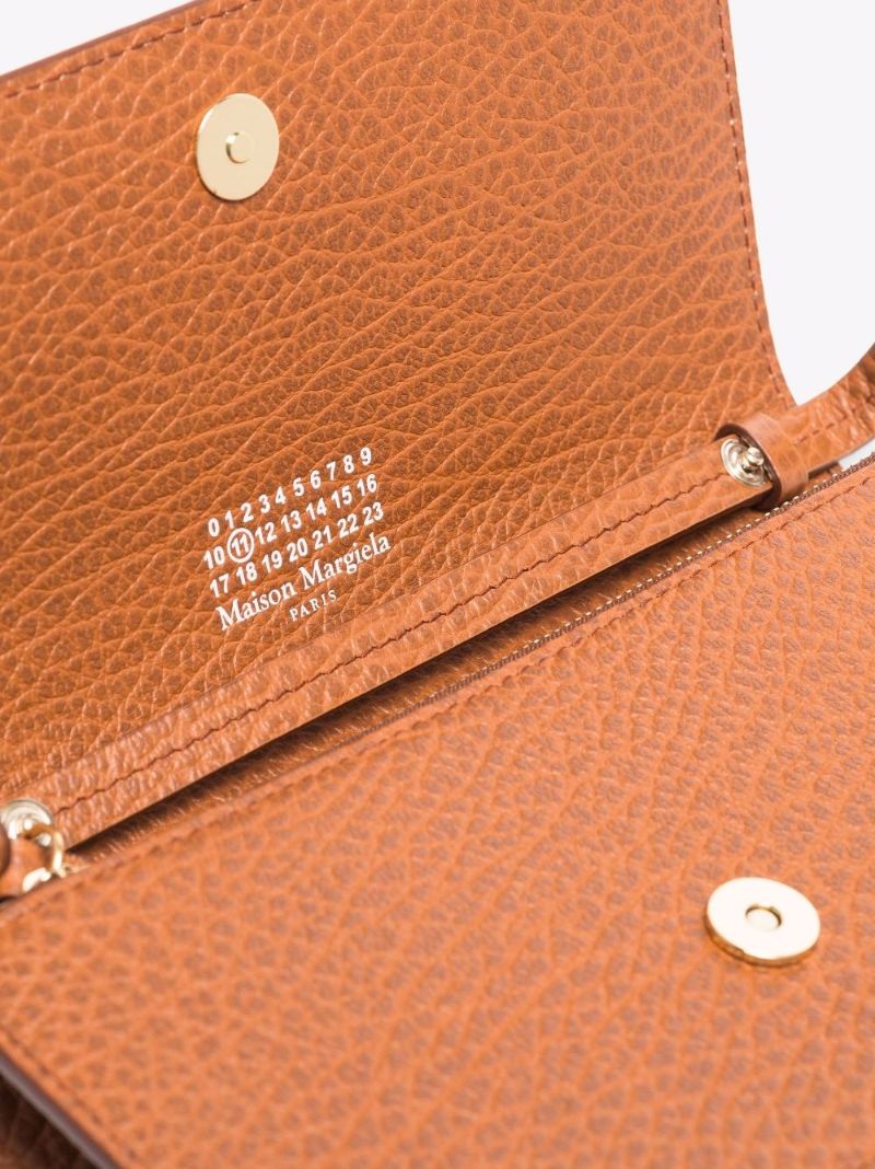 Brown Four-stitch Leather Chain Wallet