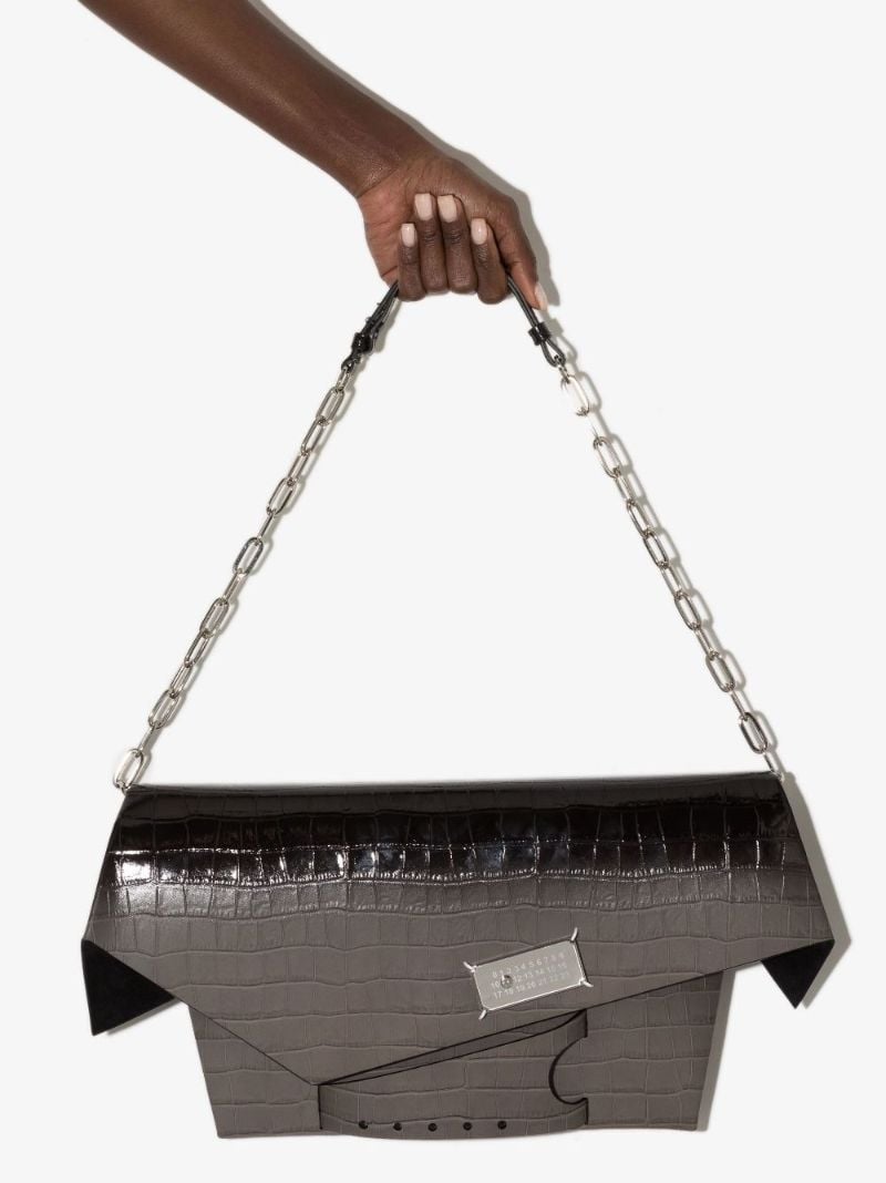 Black Snatched Degrade Leather Shoulder Bag